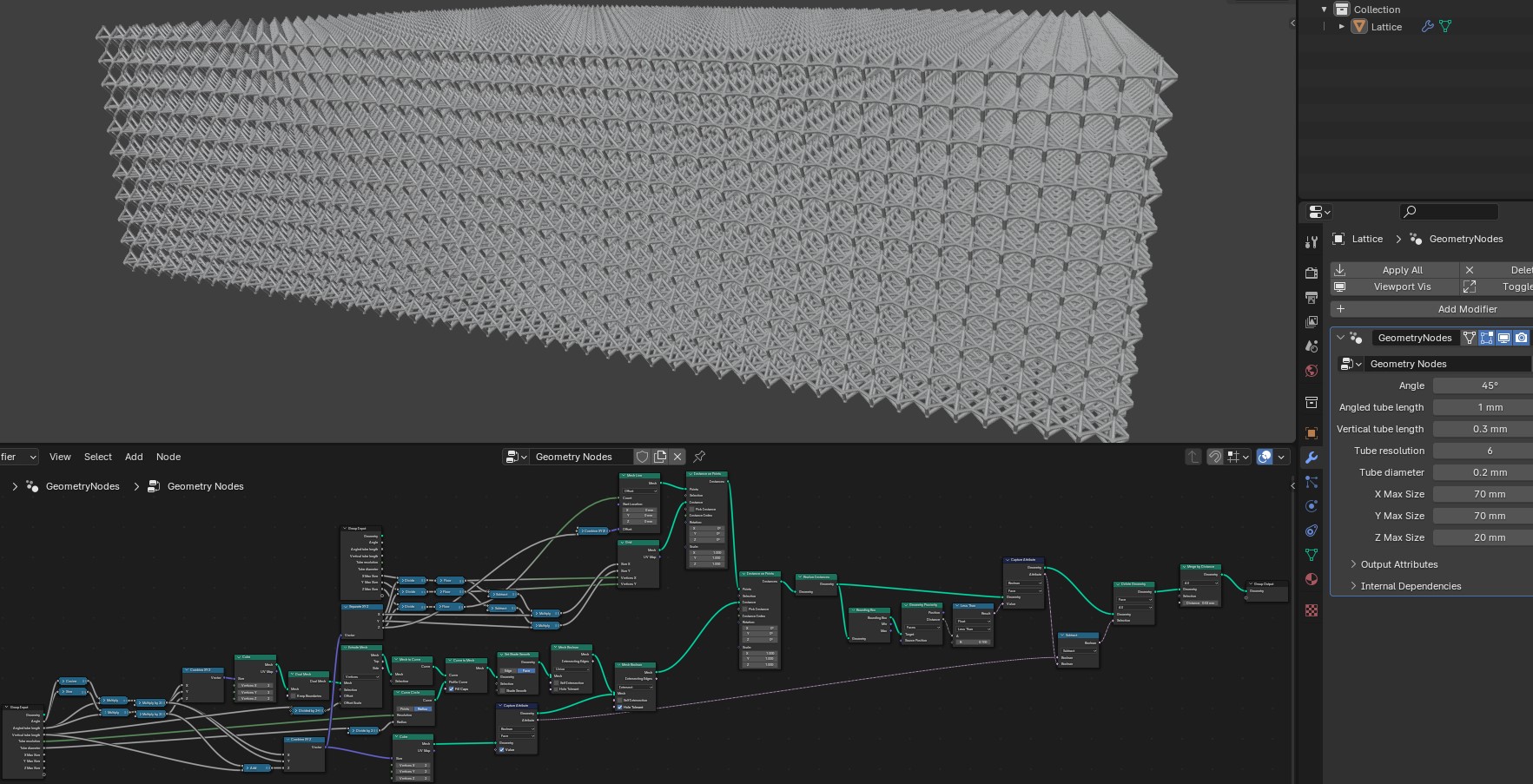 שבכה עדינה - מודל בבלנדר עם Geometry Nodes