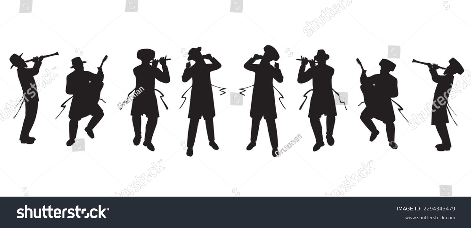 שחורות כליזמר כלייזמר דמויות נגנים תזמורת מקהלה שמחת בית השואבה מירון לג בעומר ציור איור שר מ...jpg