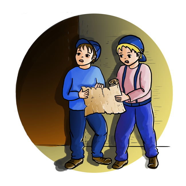 שני ילדים שמנסים לפתור חידה בזמן לחוץ