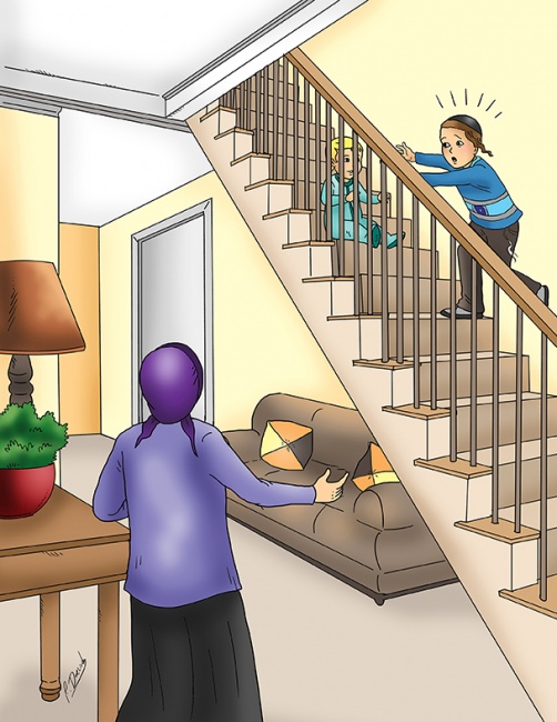 תינוק יורד במדרגות