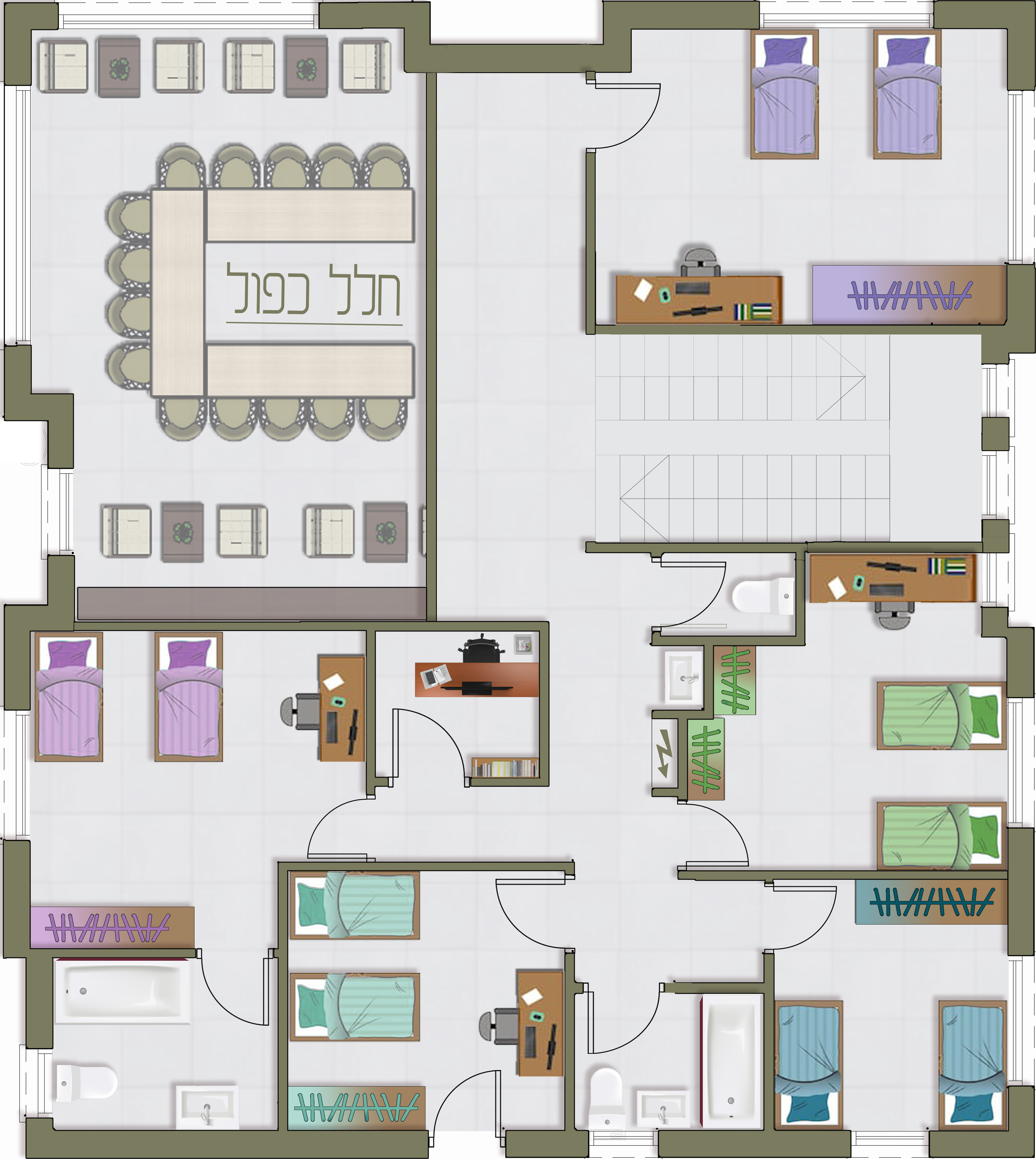 תכנית מכר - קומת חדרים עם חלל כפול לסלון