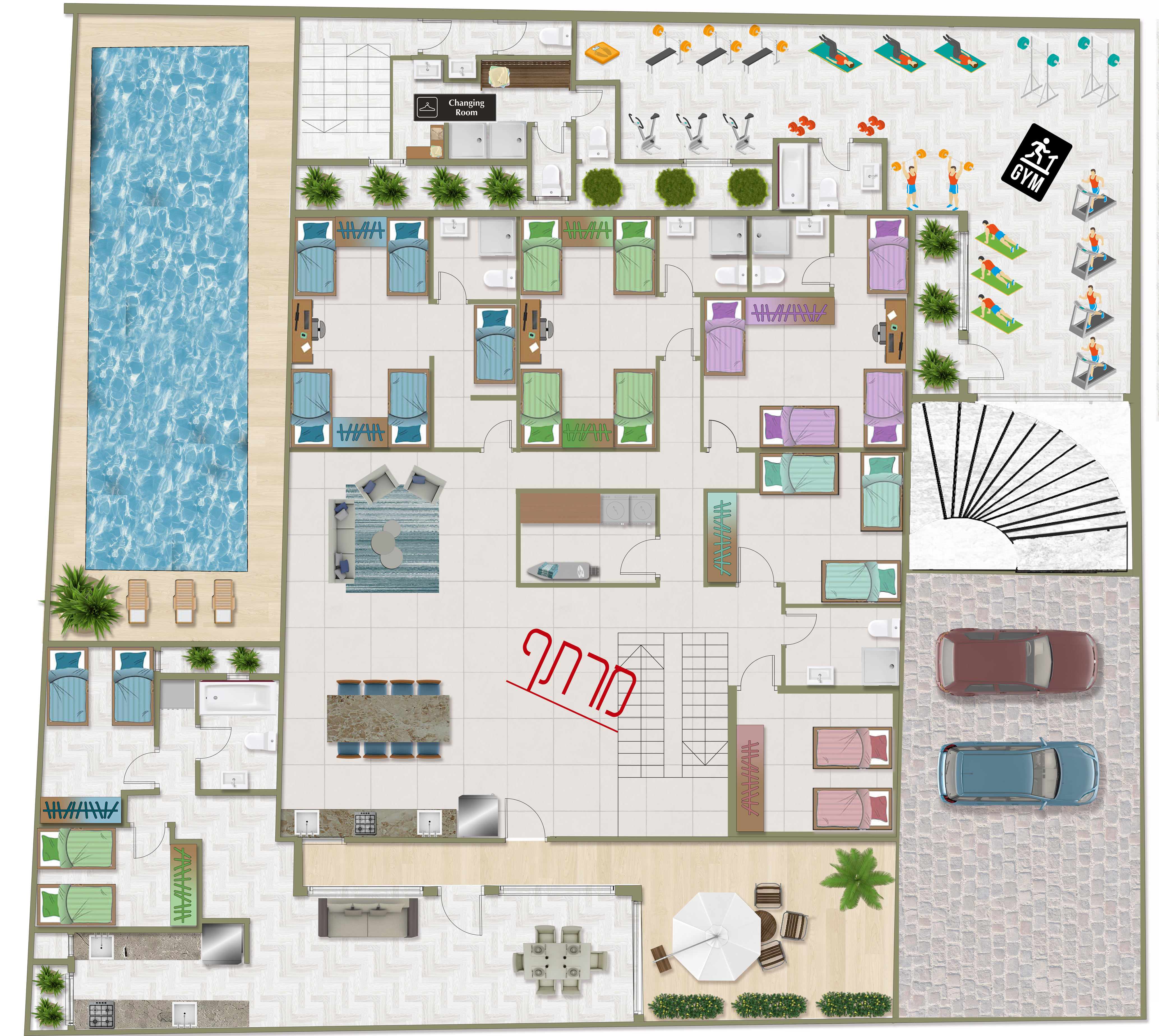 תכנית מכר - קומת  חדרי אירוח, וחדר כושר