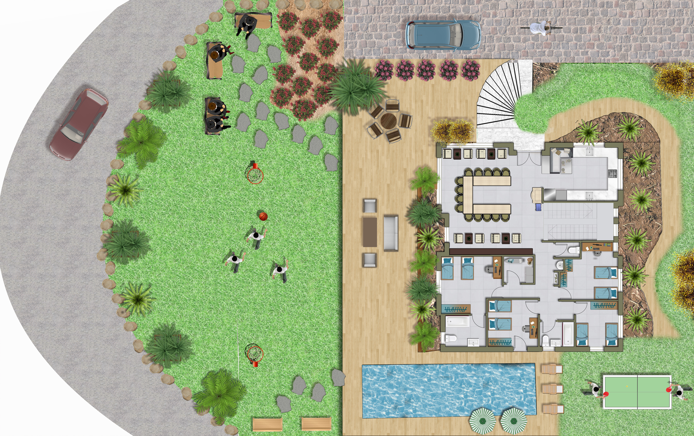 תכנית מכר - קומת כניסה עם הגינה