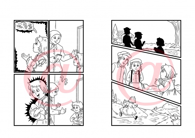 42 43 - 2 עמודים מתוך ספר קומיקס משעשע שבשלבי סיום.