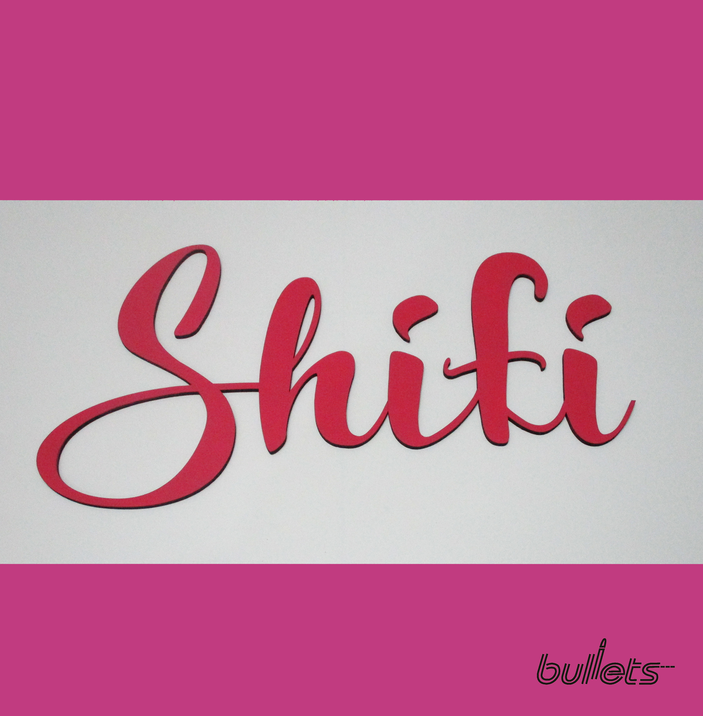 Bullets חיתוך בלייזר וצביעה שם מעץ לקיר 20