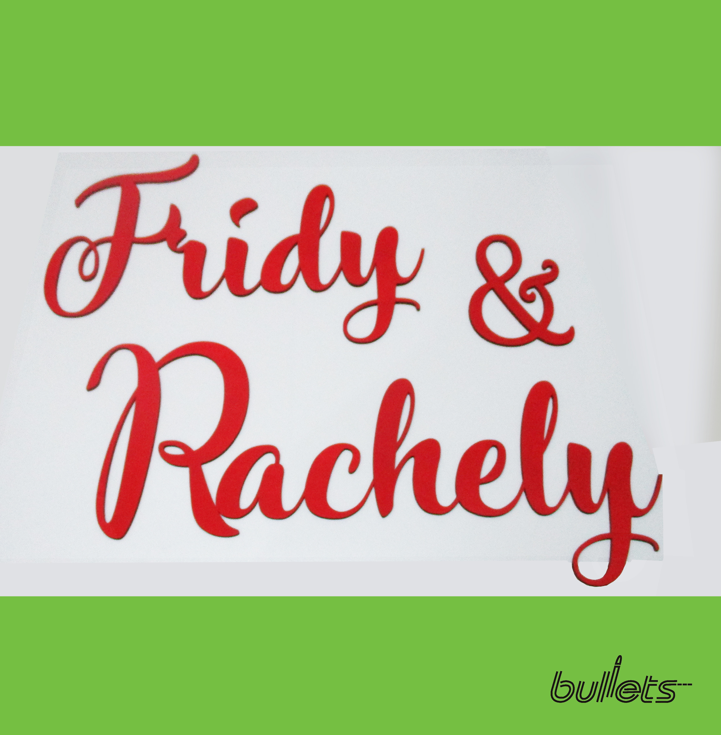 Bullets חיתוך בלייזר וצביעה שם מעץ לקיר 24