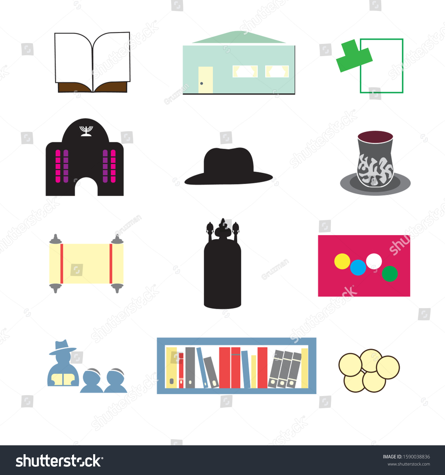 Jewish-community-icons-vectorsאייקונים יהודים כולל ישיבה חיידר-1590038836