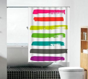וילון אמבטיה בד פסים צבעוניים